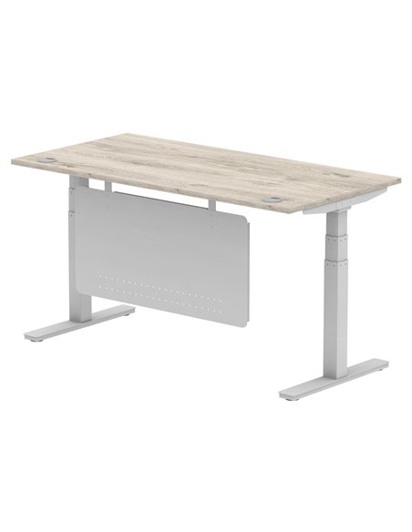 Dynamic Air Modesty 1600 x 800mm Height Adjustable Office Desk Grey Oak Top Cable Ports Modesty Panel HA01413 - pic 78126 | FastDaddyshop