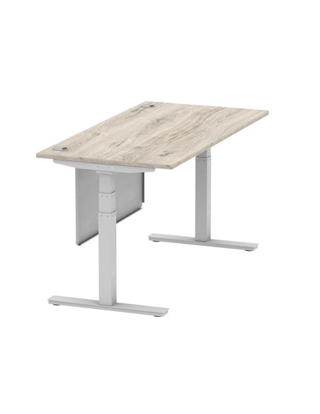 Dynamic Air Modesty 1600 x 800mm Height Adjustable Office Desk Grey Oak Top Cable Ports Modesty Panel HA01413 - pic 78128 | FastDaddyshop