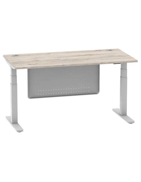 Dynamic Air Modesty 1600 x 800mm Height Adjustable Office Desk Grey Oak Top Cable Ports Modesty Panel HA01413 - pic 78129 | FastDaddyshop