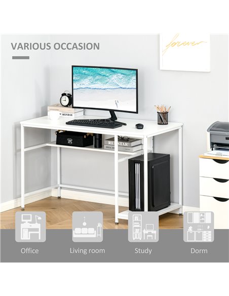 HOMCOM Home Compact Small Computer Desk Writing Study Table Office PC Workstation Gaming Studying with Storage Shelf, White - pic 7813 | FastDaddyshop