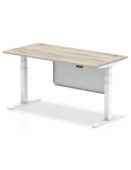 Dynamic Air Modesty 1600 x 800mm Height Adjustable Office Desk Grey Oak Top Cable Ports Modesty Panel HA01414 - pic 78130 | FastDaddyshop