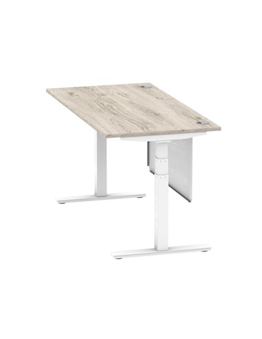 Dynamic Air Modesty 1600 x 800mm Height Adjustable Office Desk Grey Oak Top Cable Ports Modesty Panel HA01414
