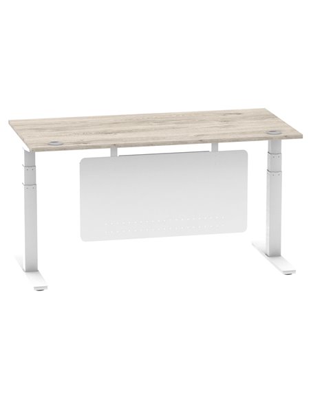 Dynamic Air Modesty 1600 x 800mm Height Adjustable Office Desk Grey Oak Top Cable Ports Modesty Panel HA01414 - pic 78133 | FastDaddyshop