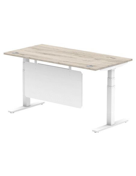 Dynamic Air Modesty 1600 x 800mm Height Adjustable Office Desk Grey Oak Top Cable Ports Modesty Panel HA01414 - pic 78134 | FastDaddyshop