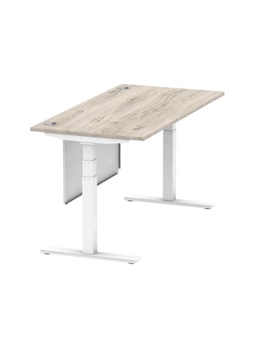 Dynamic Air Modesty 1600 x 800mm Height Adjustable Office Desk Grey Oak Top Cable Ports Modesty Panel HA01414