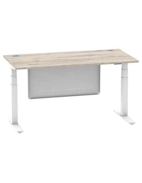 Dynamic Air Modesty 1600 x 800mm Height Adjustable Office Desk Grey Oak Top Cable Ports Modesty Panel HA01414 - pic 78137 | FastDaddyshop