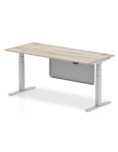 Dynamic Air Modesty 1800 x 800mm Height Adjustable Office Desk Grey Oak Top Cable Ports Modesty Panel HA01415