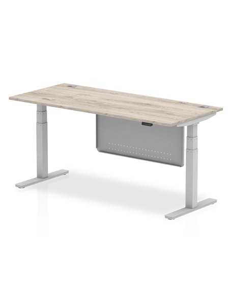 Dynamic Air Modesty 1800 x 800mm Height Adjustable Office Desk Grey Oak Top Cable Ports Modesty Panel HA01415 - pic 78138 | FastDaddyshop