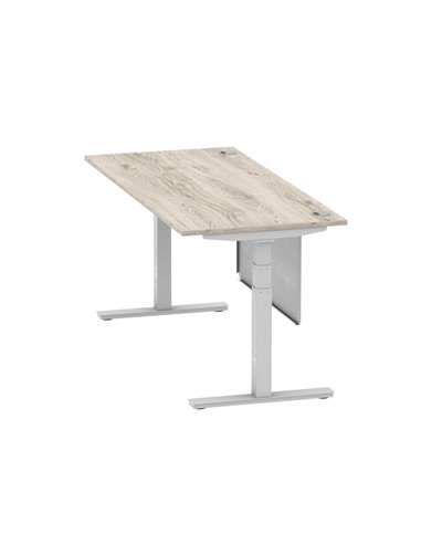 Dynamic Air Modesty 1800 x 800mm Height Adjustable Office Desk Grey Oak Top Cable Ports Modesty Panel HA01415