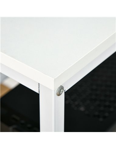 HOMCOM Home Compact Small Computer Desk Writing Study Table Office PC Workstation Gaming Studying with Storage Shelf, White