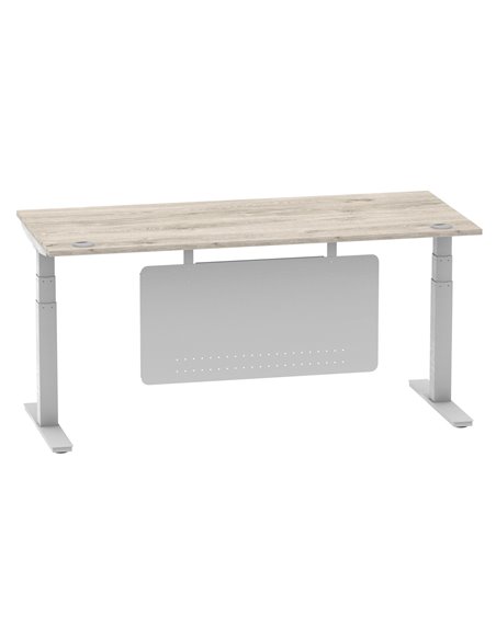 Dynamic Air Modesty 1800 x 800mm Height Adjustable Office Desk Grey Oak Top Cable Ports Modesty Panel HA01415 - pic 78141 | FastDaddyshop