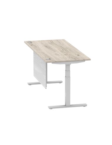 Dynamic Air Modesty 1800 x 800mm Height Adjustable Office Desk Grey Oak Top Cable Ports Modesty Panel HA01415