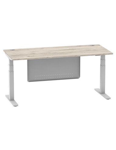 Dynamic Air Modesty 1800 x 800mm Height Adjustable Office Desk Grey Oak Top Cable Ports Modesty Panel HA01415