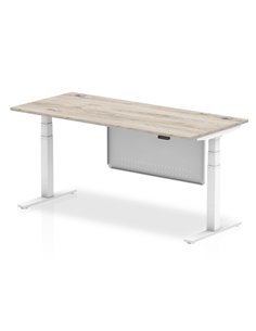 Dynamic Air Modesty 1800 x 800mm Height Adjustable Office Desk Grey Oak Top Cable Ports Modesty Panel HA01416