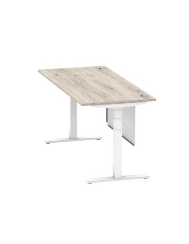 Dynamic Air Modesty 1800 x 800mm Height Adjustable Office Desk Grey Oak Top Cable Ports Modesty Panel HA01416