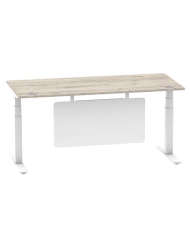 Dynamic Air Modesty 1800 x 800mm Height Adjustable Office Desk Grey Oak Top Cable Ports Modesty Panel HA01416