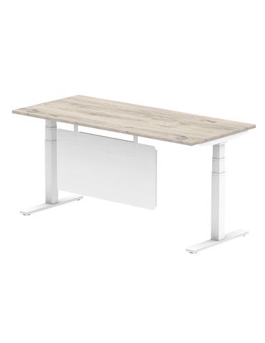 Dynamic Air Modesty 1800 x 800mm Height Adjustable Office Desk Grey Oak Top Cable Ports Modesty Panel HA01416