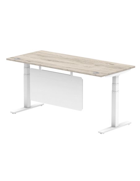 Dynamic Air Modesty 1800 x 800mm Height Adjustable Office Desk Grey Oak Top Cable Ports Modesty Panel HA01416 - pic 78150 | FastDaddyshop