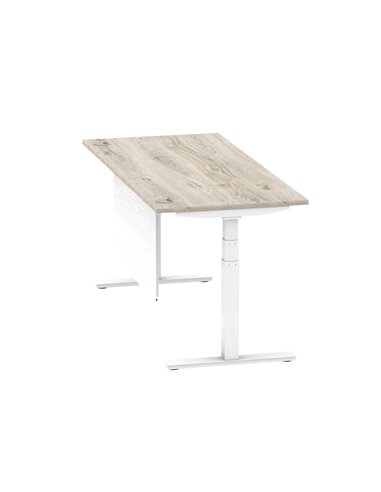 Dynamic Air Modesty 1800 x 800mm Height Adjustable Office Desk Grey Oak Top Cable Ports Modesty Panel HA01416