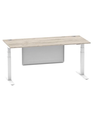 Dynamic Air Modesty 1800 x 800mm Height Adjustable Office Desk Grey Oak Top Cable Ports Modesty Panel HA01416