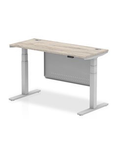 Dynamic Air Modesty 1400 x 600mm Height Adjustable Office Desk Grey Oak Top Cable Ports Modesty Panel HA01418