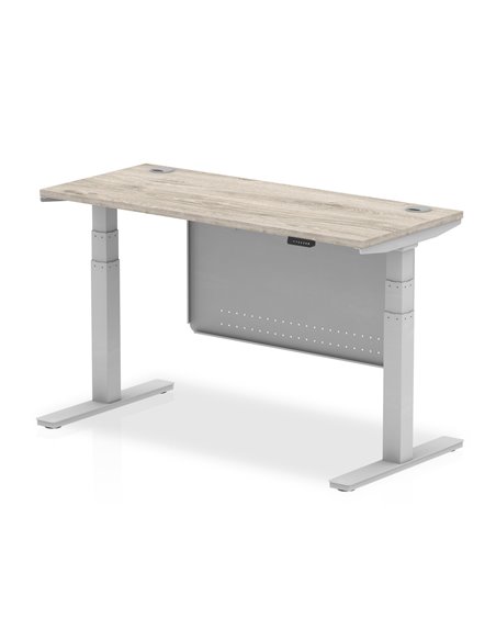 Dynamic Air Modesty 1400 x 600mm Height Adjustable Office Desk Grey Oak Top Cable Ports Modesty Panel HA01418 - pic 78155 | FastDaddyshop