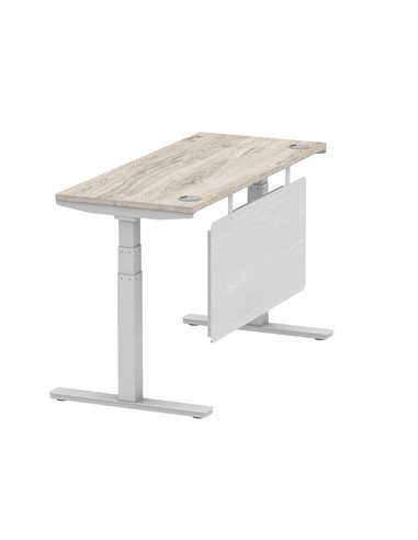 Dynamic Air Modesty 1400 x 600mm Height Adjustable Office Desk Grey Oak Top Cable Ports Modesty Panel HA01418