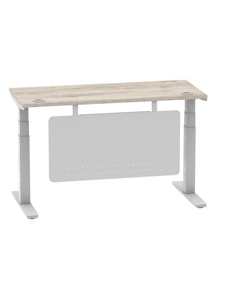 Dynamic Air Modesty 1400 x 600mm Height Adjustable Office Desk Grey Oak Top Cable Ports Modesty Panel HA01418 - pic 78158 | FastDaddyshop