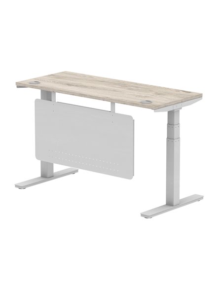 Dynamic Air Modesty 1400 x 600mm Height Adjustable Office Desk Grey Oak Top Cable Ports Modesty Panel HA01418 - pic 78159 | FastDaddyshop