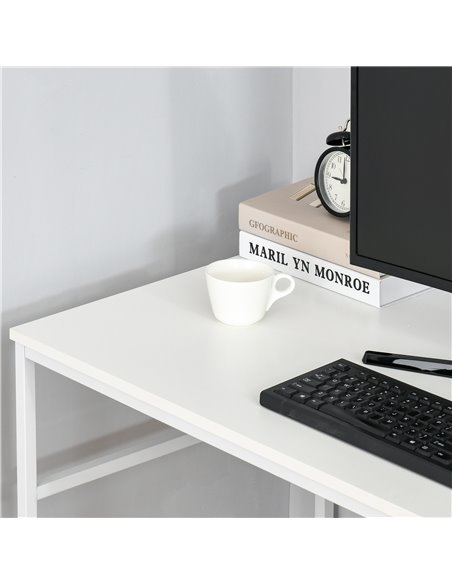 HOMCOM Home Compact Small Computer Desk Writing Study Table Office PC Workstation Gaming Studying with Storage Shelf, White - pic 7816 | FastDaddyshop