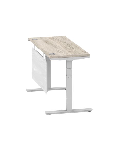 Dynamic Air Modesty 1400 x 600mm Height Adjustable Office Desk Grey Oak Top Cable Ports Modesty Panel HA01418 - pic 78160 | FastDaddyshop