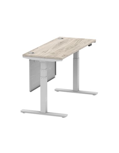 Dynamic Air Modesty 1400 x 600mm Height Adjustable Office Desk Grey Oak Top Cable Ports Modesty Panel HA01418