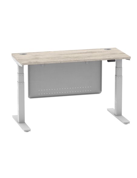 Dynamic Air Modesty 1400 x 600mm Height Adjustable Office Desk Grey Oak Top Cable Ports Modesty Panel HA01418 - pic 78162 | FastDaddyshop