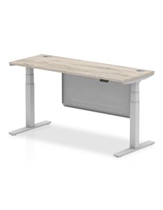 Dynamic Air Modesty 1600 x 600mm Height Adjustable Office Desk Grey Oak Top Cable Ports Modesty Panel HA01419