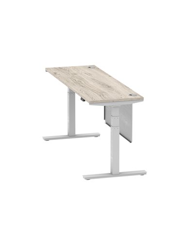 Dynamic Air Modesty 1800 x 600mm Height Adjustable Office Desk Grey Oak Top Cable Ports Modesty Panel HA01420