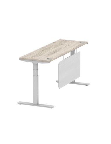 Dynamic Air Modesty 1800 x 600mm Height Adjustable Office Desk Grey Oak Top Cable Ports Modesty Panel HA01420