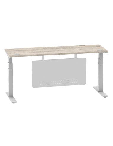Dynamic Air Modesty 1800 x 600mm Height Adjustable Office Desk Grey Oak Top Cable Ports Modesty Panel HA01420