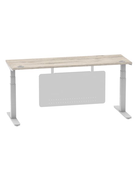 Dynamic Air Modesty 1800 x 600mm Height Adjustable Office Desk Grey Oak Top Cable Ports Modesty Panel HA01420 - pic 78167 | FastDaddyshop