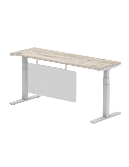 Dynamic Air Modesty 1800 x 600mm Height Adjustable Office Desk Grey Oak Top Cable Ports Modesty Panel HA01420 - pic 78168 | FastDaddyshop