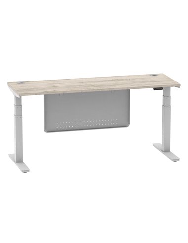 Dynamic Air Modesty 1800 x 600mm Height Adjustable Office Desk Grey Oak Top Cable Ports Modesty Panel HA01420
