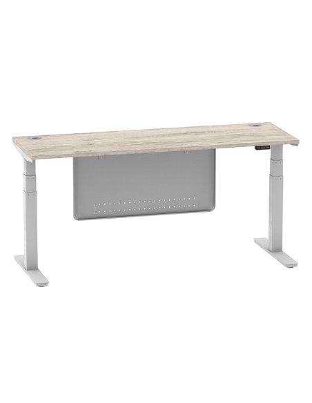 Dynamic Air Modesty 1800 x 600mm Height Adjustable Office Desk Grey Oak Top Cable Ports Modesty Panel HA01420 - pic 78171 | FastDaddyshop
