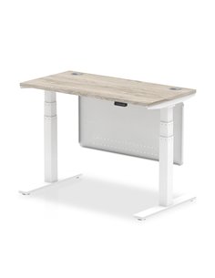 Dynamic Air Modesty 1200 x 600mm Height Adjustable Office Desk Grey Oak Top Cable Ports Modesty Panel HA01421