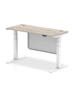 Dynamic Air Modesty 1400 x 600mm Height Adjustable Office Desk Grey Oak Top Cable Ports Modesty Panel HA01422