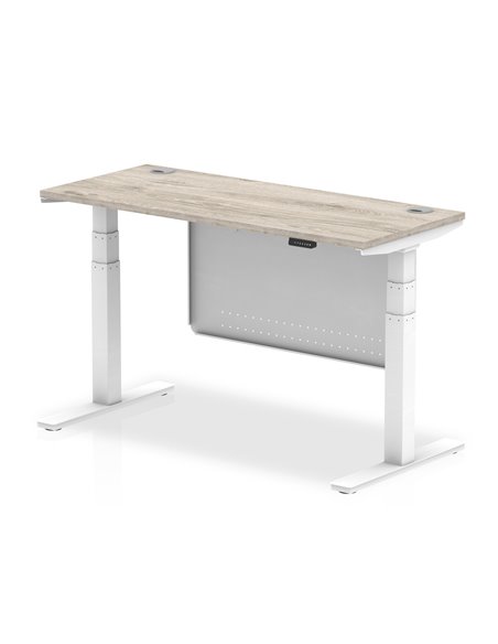 Dynamic Air Modesty 1400 x 600mm Height Adjustable Office Desk Grey Oak Top Cable Ports Modesty Panel HA01422 - pic 78173 | FastDaddyshop