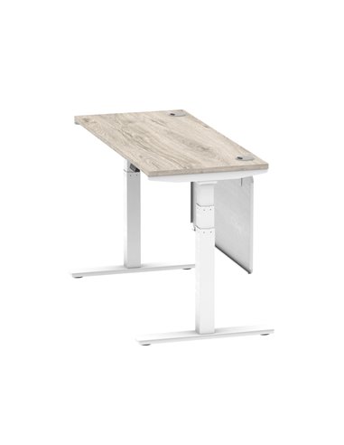 Dynamic Air Modesty 1400 x 600mm Height Adjustable Office Desk Grey Oak Top Cable Ports Modesty Panel HA01422