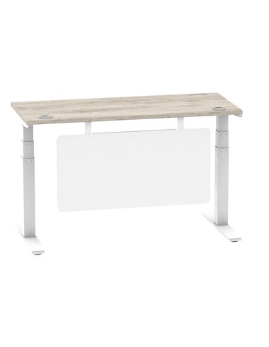 Dynamic Air Modesty 1400 x 600mm Height Adjustable Office Desk Grey Oak Top Cable Ports Modesty Panel HA01422