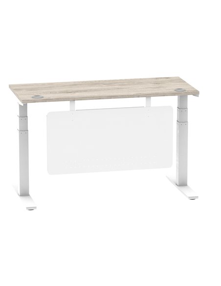 Dynamic Air Modesty 1400 x 600mm Height Adjustable Office Desk Grey Oak Top Cable Ports Modesty Panel HA01422 - pic 78176 | FastDaddyshop