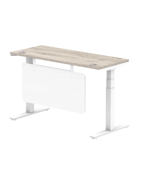 Dynamic Air Modesty 1400 x 600mm Height Adjustable Office Desk Grey Oak Top Cable Ports Modesty Panel HA01422 - pic 78177 | FastDaddyshop