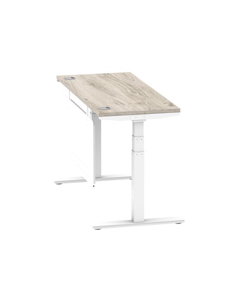 Dynamic Air Modesty 1400 x 600mm Height Adjustable Office Desk Grey Oak Top Cable Ports Modesty Panel HA01422 - pic 78178 | FastDaddyshop
