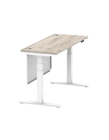 Dynamic Air Modesty 1400 x 600mm Height Adjustable Office Desk Grey Oak Top Cable Ports Modesty Panel HA01422